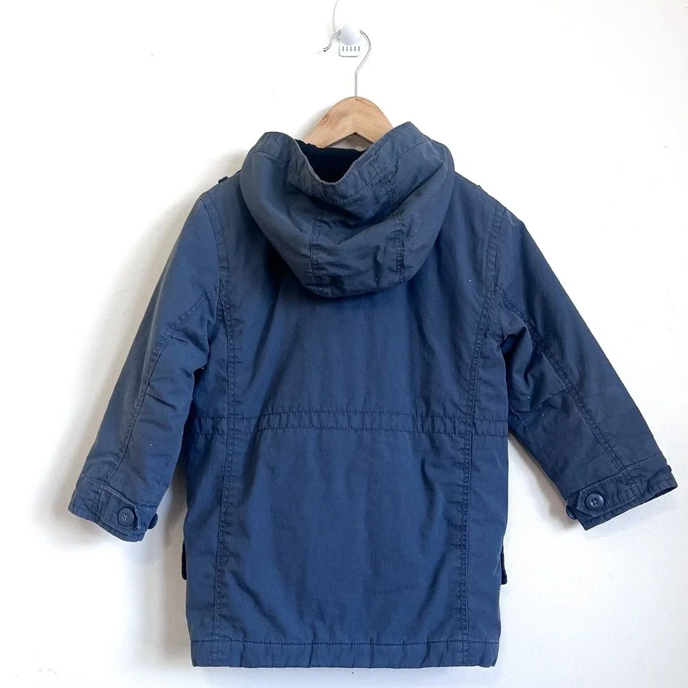 Gap Boys Utility Military Jacket XS Gray Hood Outdoor Gorpcore Cotton Full Zip